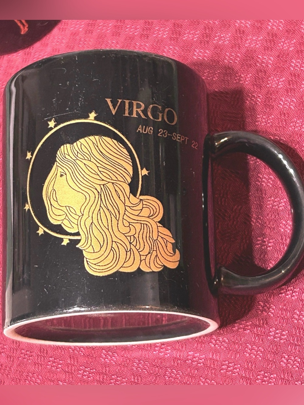 Virgo Zodiac Black Mug with Gold Design